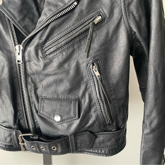 Vintage FMC Genuine 100% Leather Biker Moto Jacket 90s Black Womens Small - Picture 7 of 16
